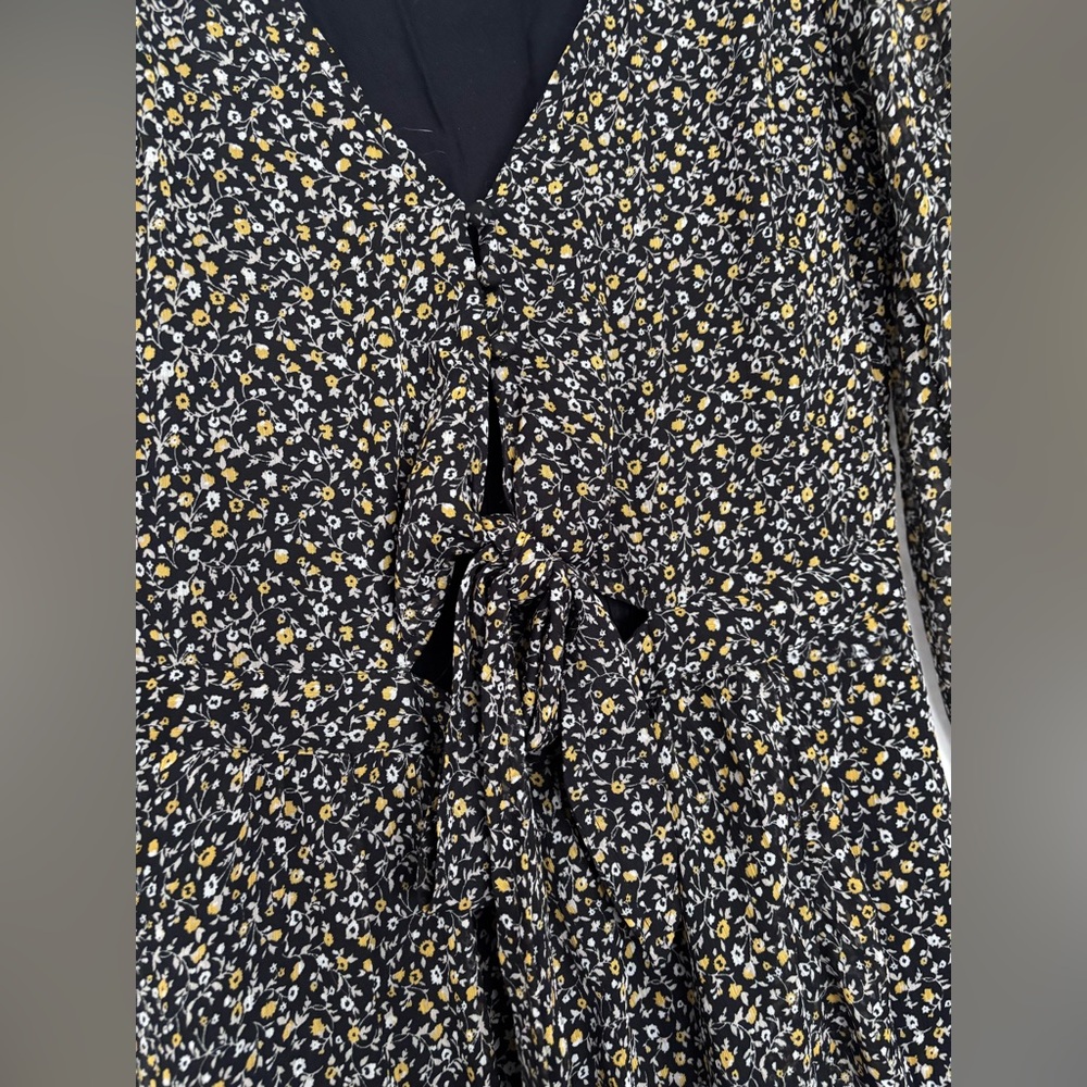 Abercrombie & Fitch Floral Long Sleeve Tie Front Midi Dress - Picture 7 of 10